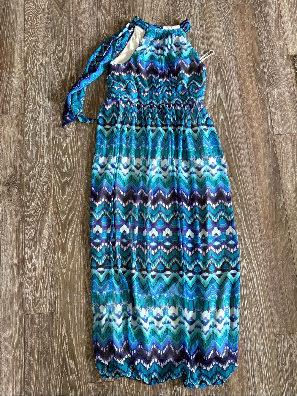 Turquoise Teal & Purple Printed Maxi Dress